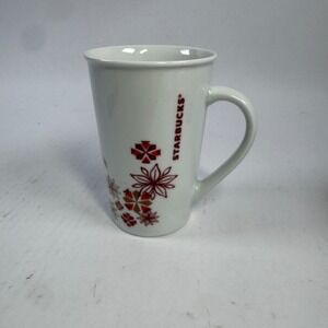Starbucks White Ceramic Mug Floral Design 12oz Microwave Dishwasher Safe‎